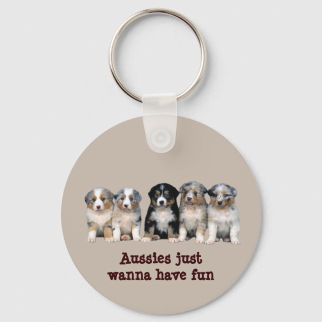 Australian Shepherd Puppies Keychain (Front)