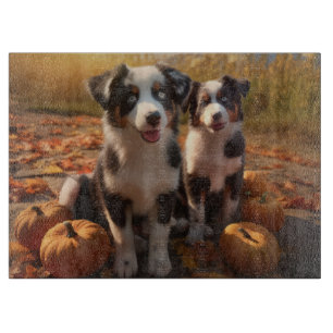 Australian Shepherd Puppy Autumn Delight Pumpkin Cutting Board