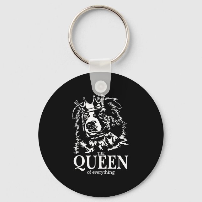 Australian Shepherd Queen Everything dog mom  Keychain (Front)