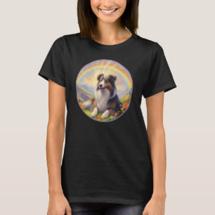 Australian Shepherd Rainbow Bridge Aussie Dog Memo T-Shirt
