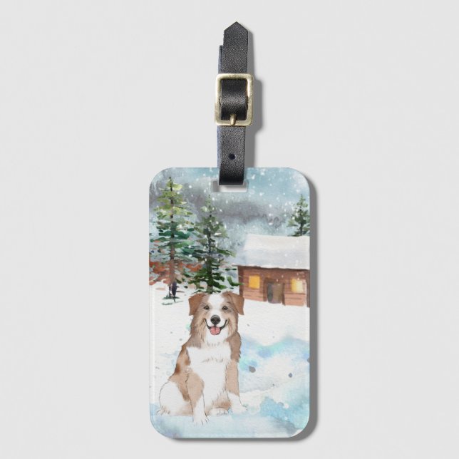 Australian Shepherd (Red) Luggage Tag (Front Vertical)