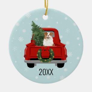 australian shepherd red merle christmas ceramic ornament