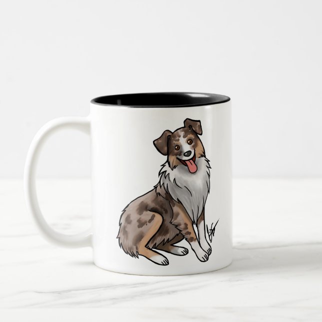 Australian Shepherd - Red Merle Two-Tone Coffee Mug (Left)