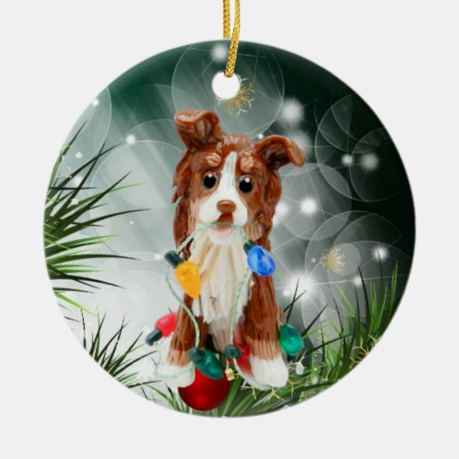 Australian Shepherd Red Tricolor  Ceramic Ornament (Front)