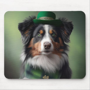 australian shepherd saint patrick mouse pad