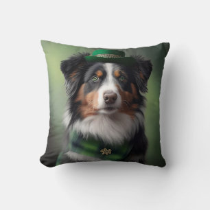 australian shepherd saint patrick throw pillow