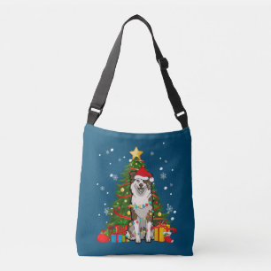 Australian shepherd Santa Christmas Tree Light Crossbody Bag