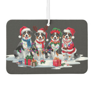 Australian Shepherd Santa hat antler elf Christmas Air Freshener