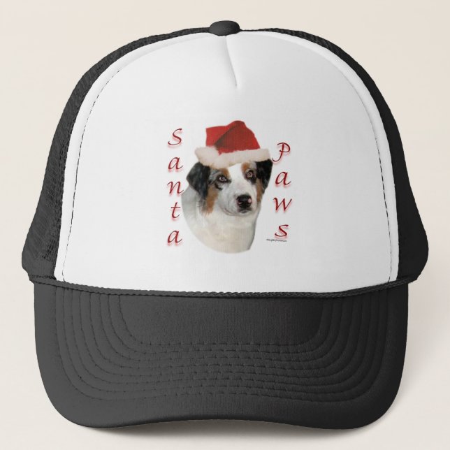 Australian Shepherd Santa Paws Trucker Hat (Front)