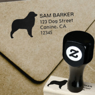 Australian Shepherd Silhouette Return Address Rubber Stamp