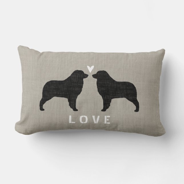 Australian Shepherd Silhouettes Love Lumbar Pillow (Front)