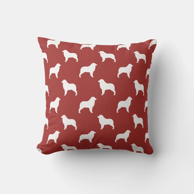 Australian Shepherd Silhouettes Pattern Throw Pillow (Front)