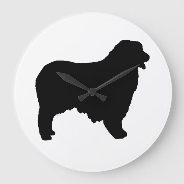 Australian Shepherd silo Large Clock (Front)