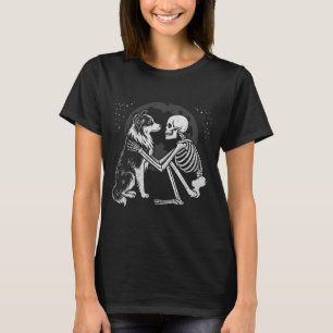 Australian Shepherd Skeleton Moon Halloween Dog T-Shirt