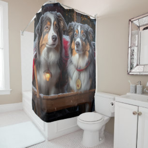 Australian Shepherd Snowy Sleigh Christmas Decor