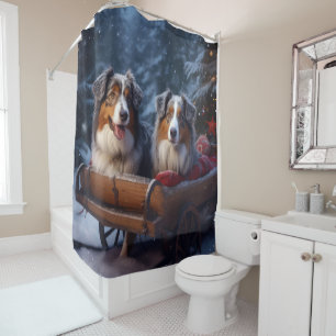 Australian Shepherd Snowy Sleigh Christmas Decor
