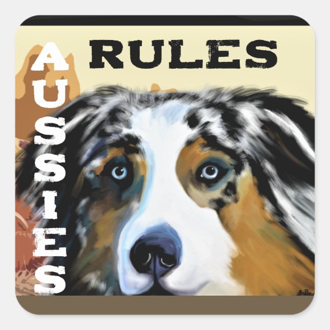 AUSTRALIAN SHEPHERD SQUARE STICKER (Front)