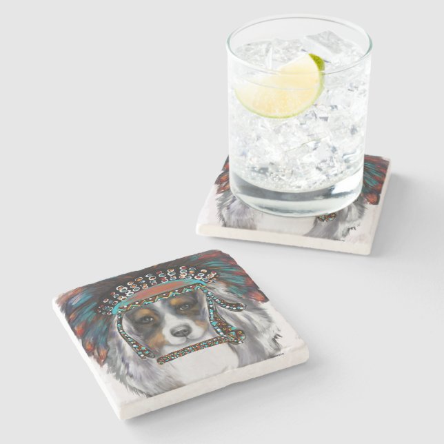 Australian Shepherd Stone Coaster (Side)
