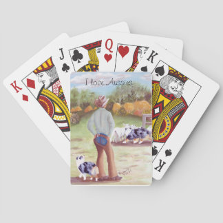 Australian Shepherd "Training Day" Painting Playing Cards