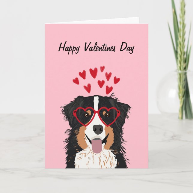 Australian Shepherd - tri coloured valentines love Holiday Card (Front)