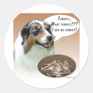 Australian Shepherd Turkey Classic Round Sticker