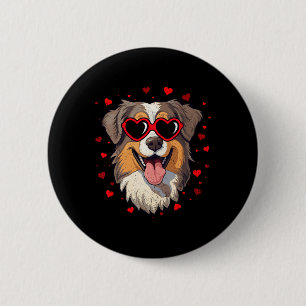 Australian Shepherd Valentine Heart Cute Dog Lover 2 Inch Round Button