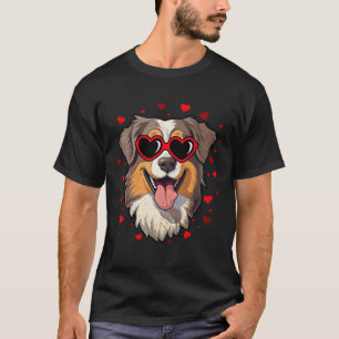 Australian Shepherd Valentine Heart Cute Dog Lover T-Shirt