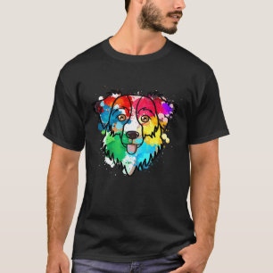 Australian Shepherd Water Colour Aussie Dog Paint  T-Shirt
