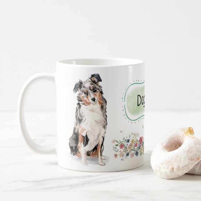 Australian Shepherd Watercolor Mug (With Donut)