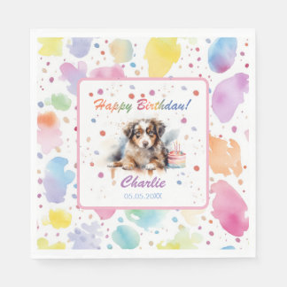Australian Shepherd Watercolor Paper Napkins