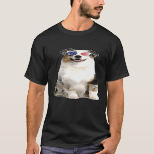 Australian Shepherd Wearing Sunglasses 4th Of July T-Shirt