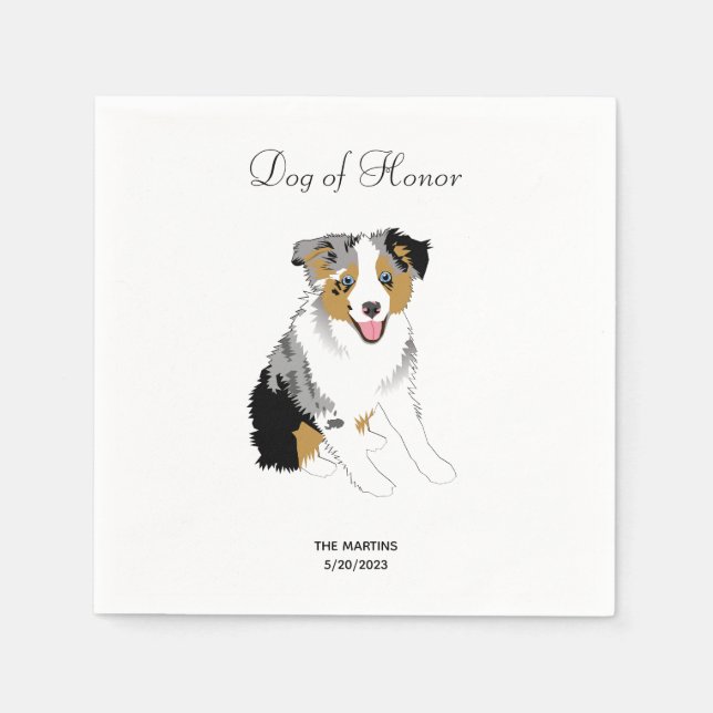 Australian Shepherd Wedding Cocktail Napkins (Front)
