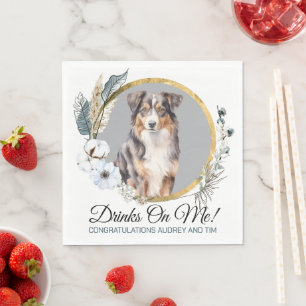 Australian Shepherd Wedding Napkins With Photo