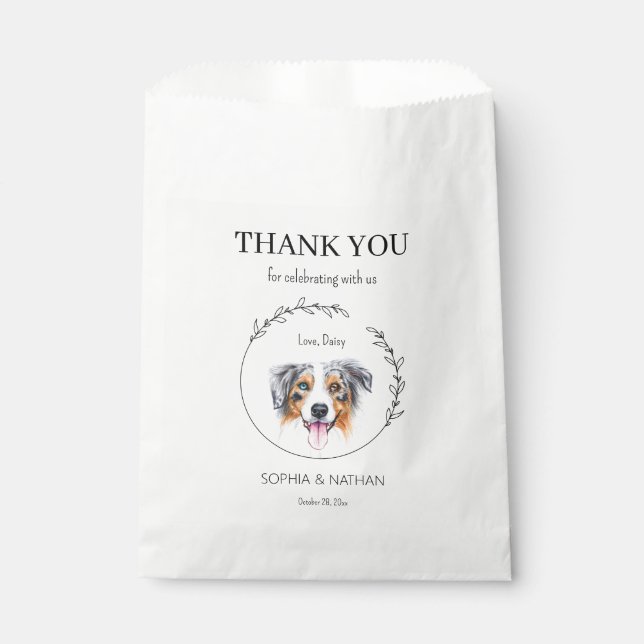 Australian Shepherd Wedding Thank You Favour Bag (Front)