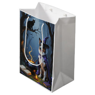 Australian Shepherd Whimsical Halloween Painting Medium Gift Bag