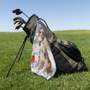 Australian Shepherd Winter Wonderland Christmas Golf Towel