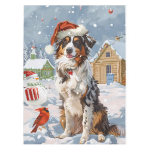 Australian Shepherd Winter Wonderland Christmas Tablecloth