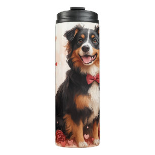 Australian Shepherd with Roses - Valentine's Day Thermal Tumbler