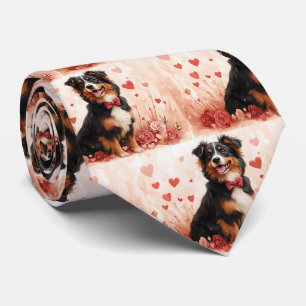 Australian Shepherd with Roses - Valentine's Day  Tie
