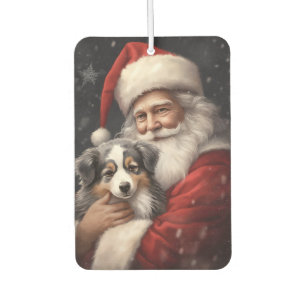 Australian Shepherd with Santa Claus Christmas  Air Freshener