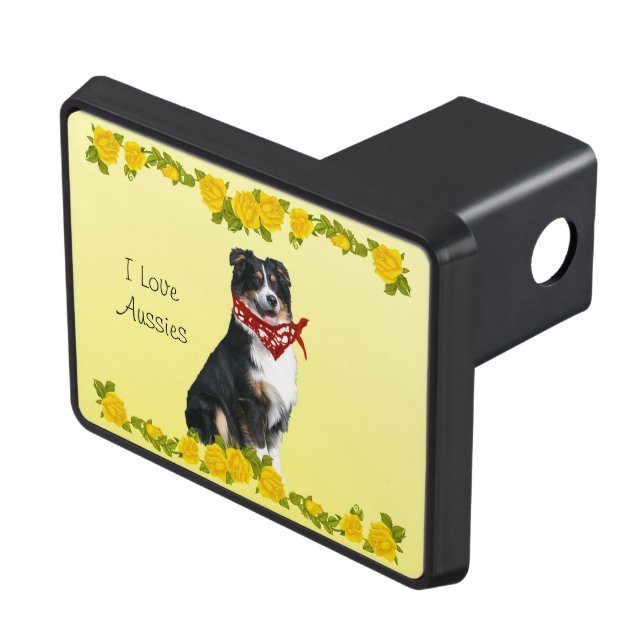 Australian Shepherd & Yellow Roses Hitch Cover (Top Right)
