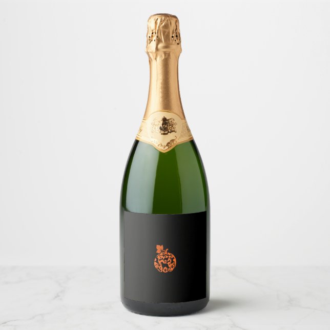 Australian Shepherds Cute Pumpkin Halloween Thanks Sparkling Wine Label (Front)