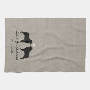 Australian Shepherds with Heart and Text Kitchen Towel
