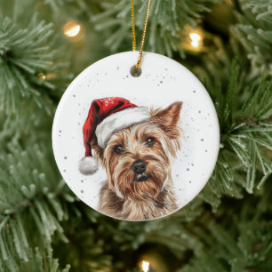 Australian Silky Dog Christmas Personalized Ceramic Ornament