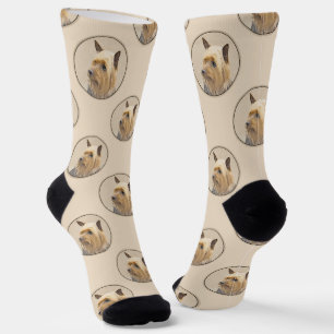 Australian Silky Terrier Painting Original Dog Art Socks