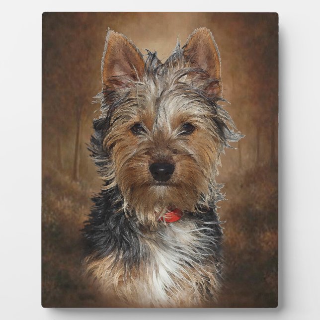 Australian Silky Terrier With Easel Plaque (Front)