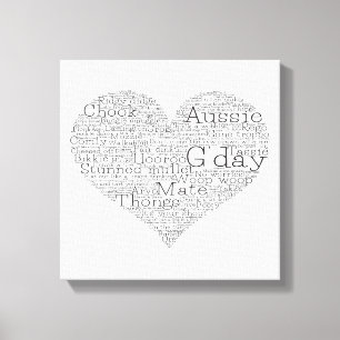 Australian slang heart canvas print