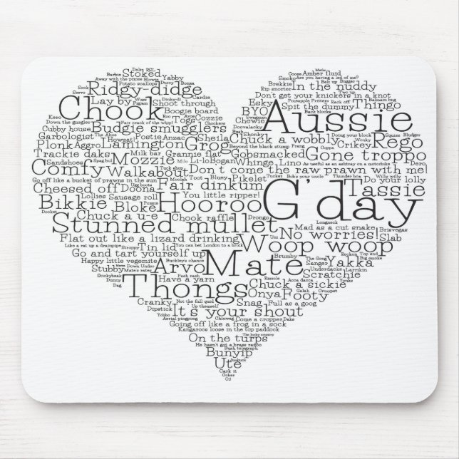 Australian slang heart mouse pad (Front)