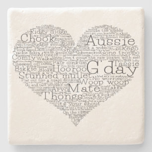 Australian slang heart stone coaster
