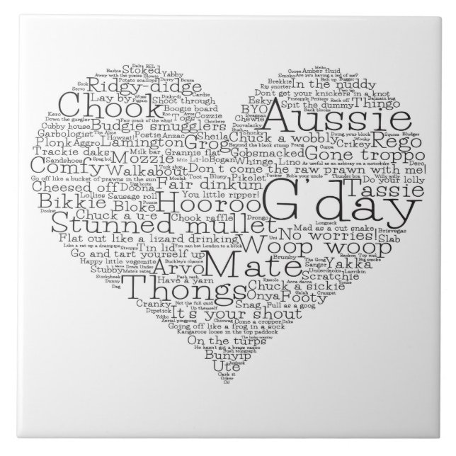 Australian slang heart tile (Front)